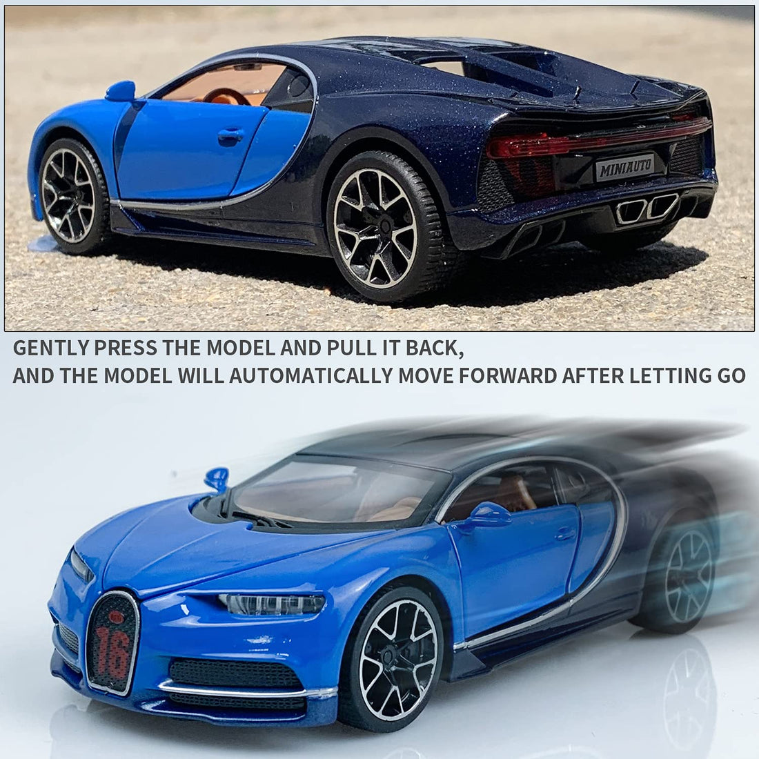1:32 Bugatti Chiron zinc Alloy Pull Back Metal Car