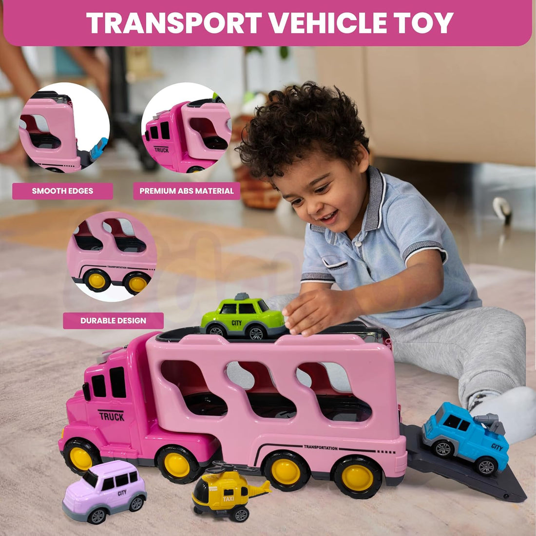 BIG CARRIER TRUCKS WITH SMALL CARS || PINK TRANSPORT TRUCK