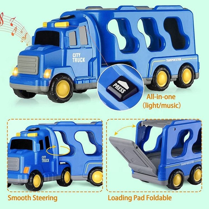 CITY TRUCKS WITH SMALL CARS || BLUE