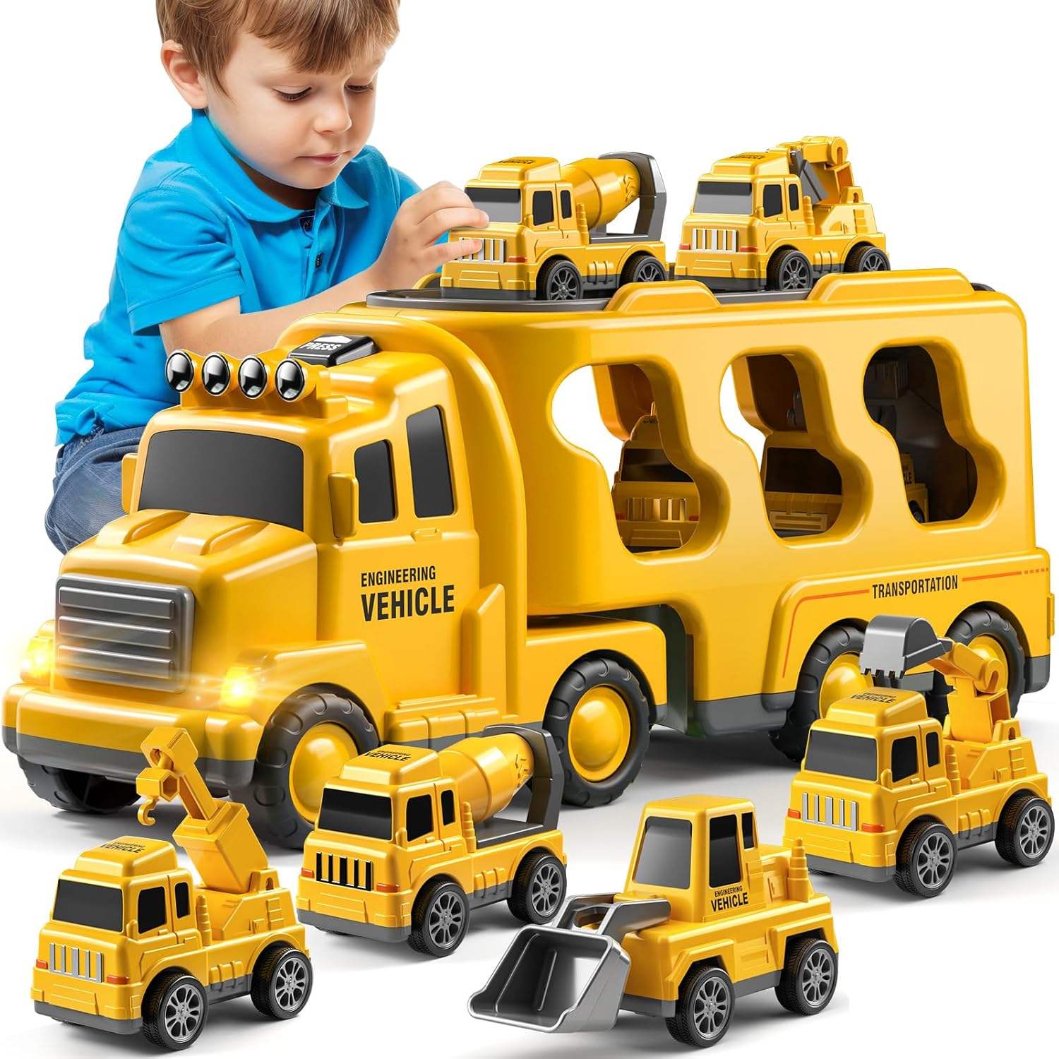 BIG CARRIER TRUCKS WITH SMALL CARS || YELLOW CONSTRUCTUN TRUCK