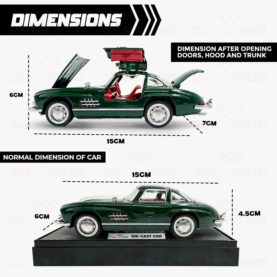 Spiyat 1954 Mercedes-Benz 300SL Metal Car
